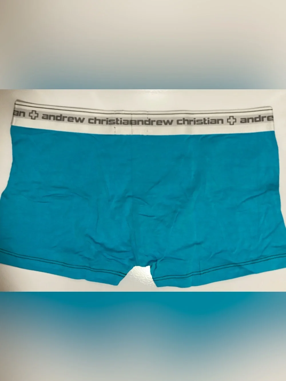 NWT! Andrew Christian Almost Naked Boxer Briefs MED AQUA